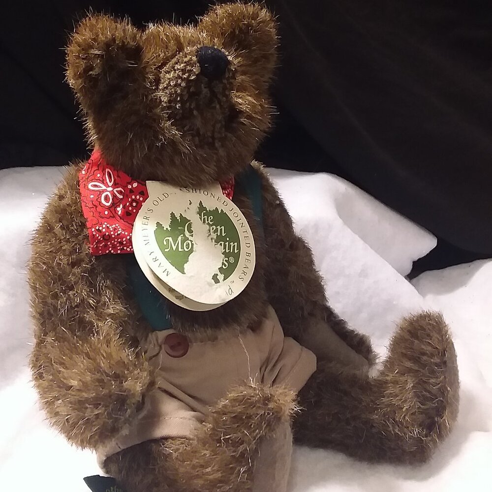 MARY MEYER Jointed Brown Teddy Bear 11" 1993 Green Mountain Bear Mansfield